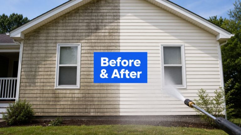 Pressure Washing House Before and After