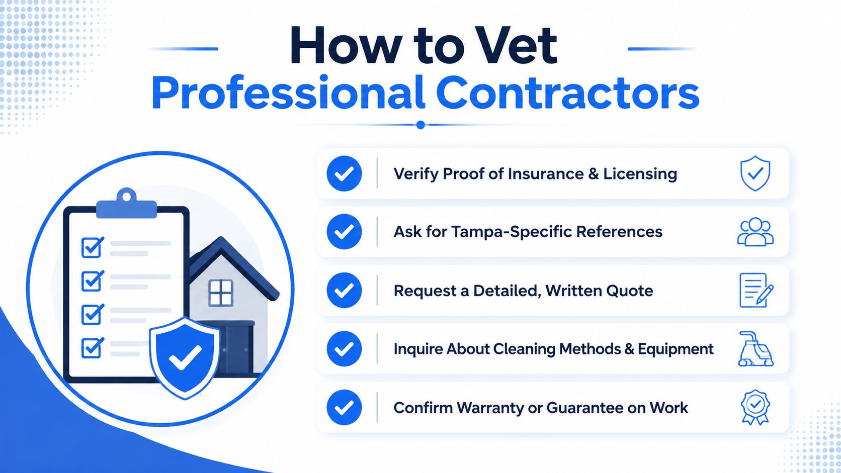 A checklist infographic titled How to Vet Professional Contractors showing tips for hiring home service providers.